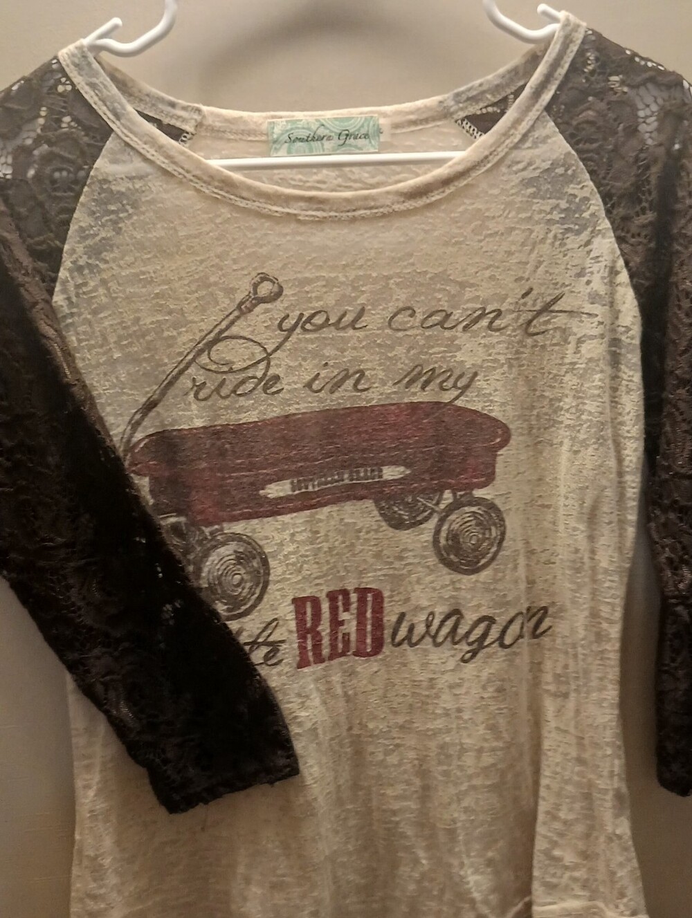 Beige & Black 'Red Wagon' Raglan Top